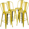 4 Pk. 30'' High Distressed Yellow Metal Indoor Barstool with Back - Flash Furniture
