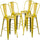 4 Pk. 30'' High Distressed Yellow Metal Indoor Barstool with Back - Flash Furniture