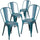 4 Pk. Distressed Kelly Blue Metal Indoor Stackable Chair - Flash Furniture