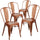 4 Pk. Copper Metal Indoor-Outdoor Stackable Chair - Flash Furniture