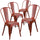 4 Pk. Distressed Kelly Red Metal Indoor Stackable Chair - Flash Furniture