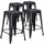 4 Pk. 24'' High Backless Distressed Black Metal Indoor Counter Height Stool - Flash Furniture