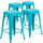 4 Pk. 24'' High Backless Crystal Blue Indoor-Outdoor Counter Height Stool - Flash Furniture