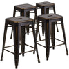 4 Pk. 24'' High Backless Distressed Copper Metal Indoor Counter Height Stool - Flash Furniture