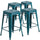 4 Pk. 24'' High Backless Distressed Kelly Blue Metal Indoor Counter Height Stool - Flash Furniture