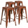 4 Pk. 24'' High Backless Distressed Orange Metal Indoor Counter Height Stool - Flash Furniture