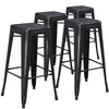4 Pk. 30'' High Backless Distressed Black Metal Indoor Barstool - Flash Furniture