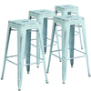 4 Pk. 30'' High Backless Distressed Dream Blue Metal Indoor Barstool - Flash Furniture