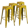 4 Pk. 30'' High Backless Distressed Yellow Metal Indoor Barstool - Flash Furniture