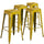 4 Pk. 30'' High Backless Distressed Yellow Metal Indoor Barstool - Flash Furniture