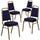 4 Pk. HERCULES Series Trapezoidal Back Stacking Banquet Chair with Navy Patterned Fabric and 2.5'' Thick Seat - Gold Frame - Flash Furniture