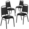 4 Pk. HERCULES Series Trapezoidal Back Stacking Banquet Chair with Black Vinyl and 1.5'' Thick Seat - Black Frame - Flash Furniture