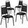 4 Pk. HERCULES Series Trapezoidal Back Stacking Banquet Chair with Black Vinyl and 1.5'' Thick Seat - Black Frame - Flash Furniture