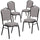 4 Pk. HERCULES Series Crown Back Stacking Banquet Chair with Gray Fabric and 2.5'' Thick Seat - Black Frame - Flash Furniture
