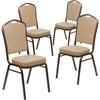 4 Pk. HERCULES Series Crown Back Stacking Banquet Chair with Tan Vinyl and 2.5'' Thick Seat - Copper Vein Frame - Flash Furniture