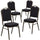 4 Pk. HERCULES Series Crown Back Stacking Banquet Chair with Black Patterned Fabric and 2.5'' Thick Seat - Gold Vein Frame - Flash Furniture
