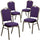 4 Pk. HERCULES Series Crown Back Stacking Banquet Chair with Purple Fabric and 2.5'' Thick Seat - Gold Vein Frame - Flash Furniture