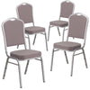 4 Pk. HERCULES Series Crown Back Stacking Banquet Chair with Gray Dot Fabric and 2.5'' Thick Seat - Silver Frame - Flash Furniture