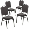 4 Pk. HERCULES Series Crown Back Stacking Banquet Chair with Gray Fabric and 2.5'' Thick Seat - Silver Vein Frame - Flash Furniture