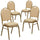 4 Pk. HERCULES Series Dome Back Stacking Banquet Chair with Beige Patterned Fabric and 2.5'' Thick Seat - Gold Frame - Flash Furniture