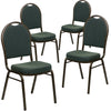 4 Pk. HERCULES Series Dome Back Stacking Banquet Chair with Green Patterned Fabric and 2.5'' Thick Seat - Gold Vein Frame - Flash Furniture