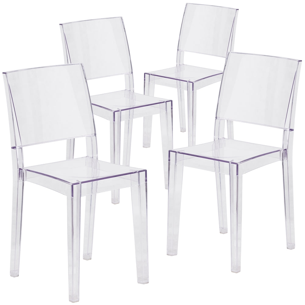 4 Pk. Phantom Series Transparent Stacking Side Chair - Flash Furniture