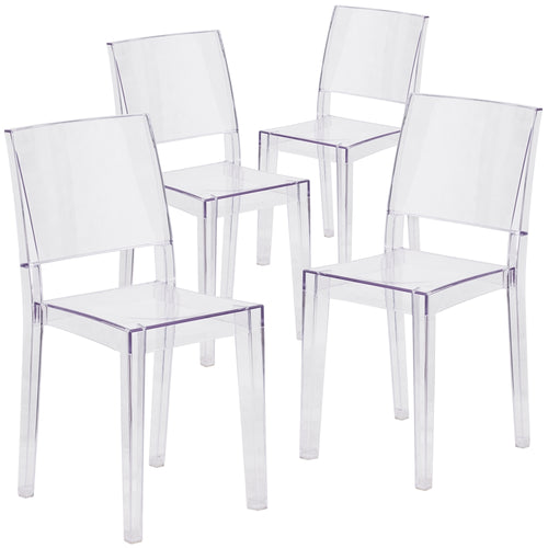 4 Pk. Phantom Series Transparent Stacking Side Chair - Flash Furniture