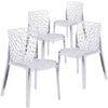 4 Pk. Vision Series Transparent Stacking Side Chair - Flash Furniture