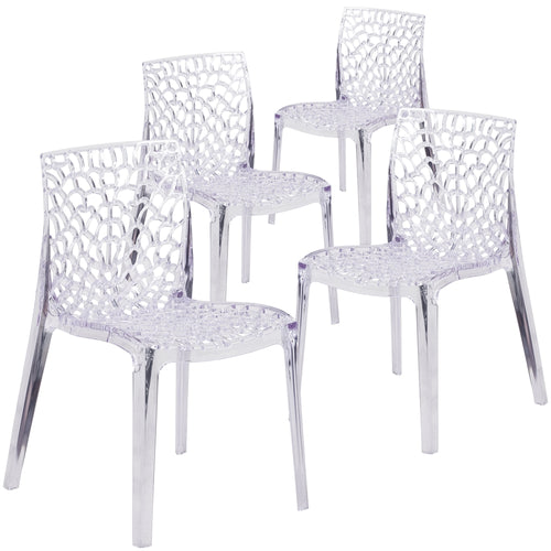 4 Pk. Vision Series Transparent Stacking Side Chair - Flash Furniture