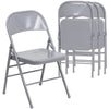 4 Pk. HERCULES Series Triple Braced & Double Hinged Gray Metal Folding Chair - Flash Furniture