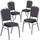 4 Pk. HERCULES Series Crown Back Stacking Banquet Chair with Black Patterned Fabric and 2.5'' Thick Seat - Silver Vein Frame - Flash Furniture