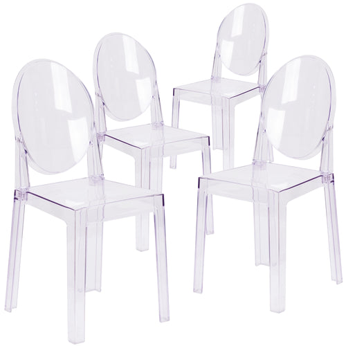 4 Pk. Ghost Chair in Transparent Crystal with Oval Back - Flash Furniture