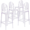 4 Pk. Ghost Barstool in Transparent Crystal with Oval Back - Flash Furniture