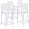 4 Pk. Ghost Counter Stool in Transparent Crystal with Square Back - Flash Furniture