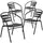 4 Pk. Black Metal Restaurant Stack Chair with Aluminum Slats - Flash Furniture