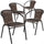 4 Pk. Dark Brown Rattan Indoor-Outdoor Restaurant Stack Chair - Flash Furniture