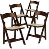 4 Pk. HERCULES Series Fruitwood Wood Folding Chair with Vinyl Padded Seat - Flash Furniture
