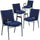 4 Pk. HERCULES Series Heavy Duty, 3'' Thickly Padded, Navy Patterned Upholstered Stack Chair with Arms - Flash Furniture