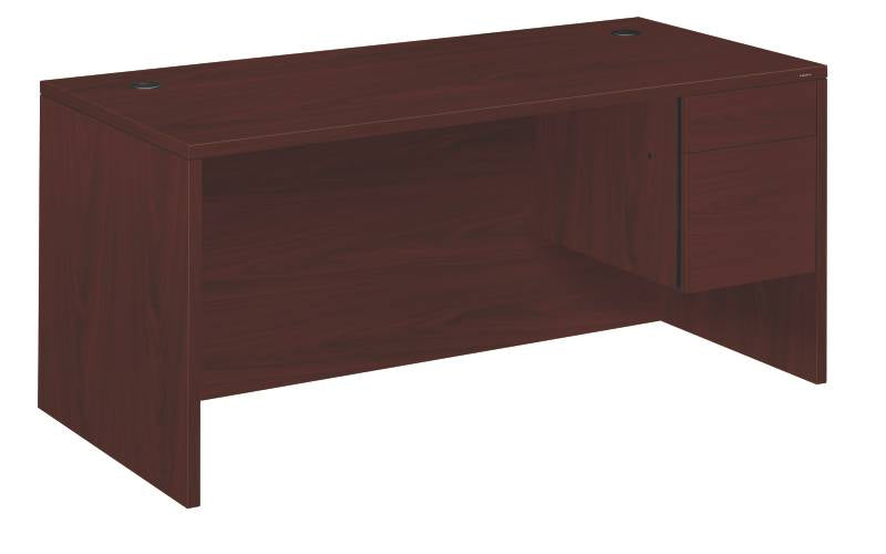 10500 Series Right Pedestal Desk | 1 Box / 1 File Drawer | 66''W x 30''D x 29-1/2''H | Mahogany Finish - HON