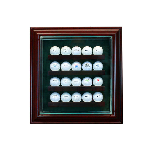 20 Golf Ball Cabinet Style Display Case with Cherry Moulding