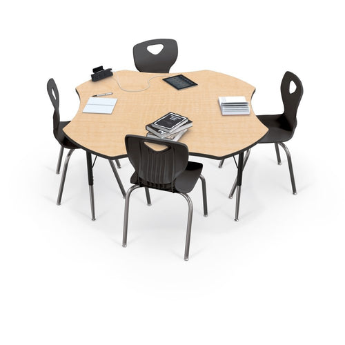 Activity Table - 60'' Clover - Fusion Maple Top Surface - Black Edgeband - BALT