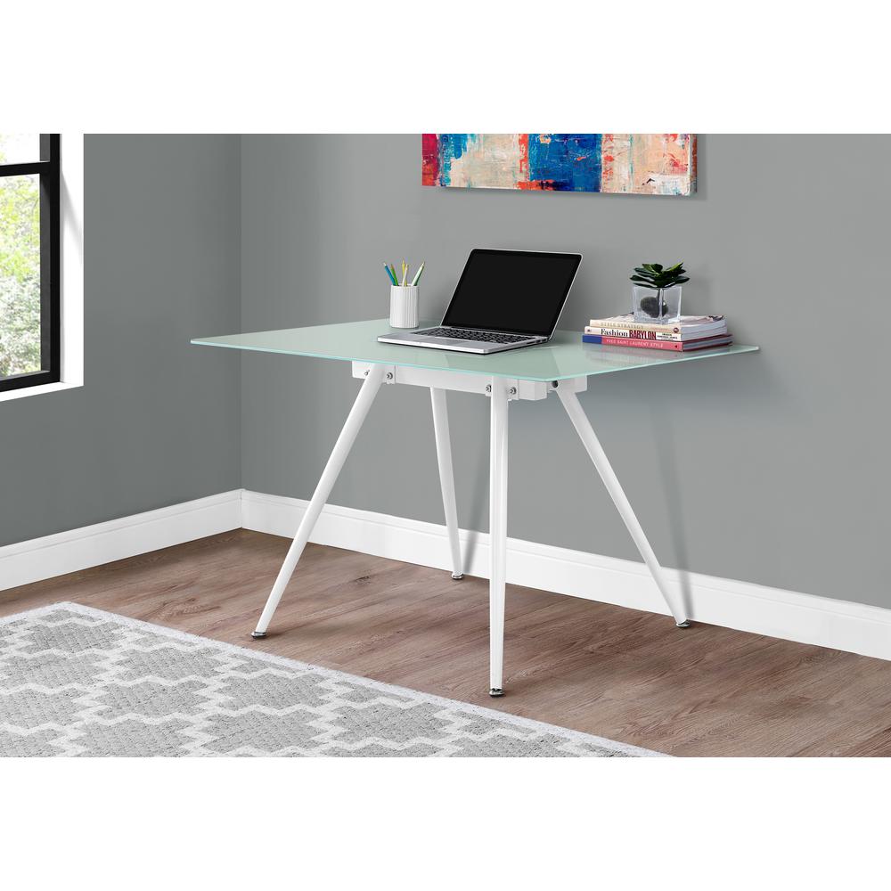 Computer Desk, Home Office, Laptop, 48L, Work, White Metal, Tempered Glass - Monarch Specialties