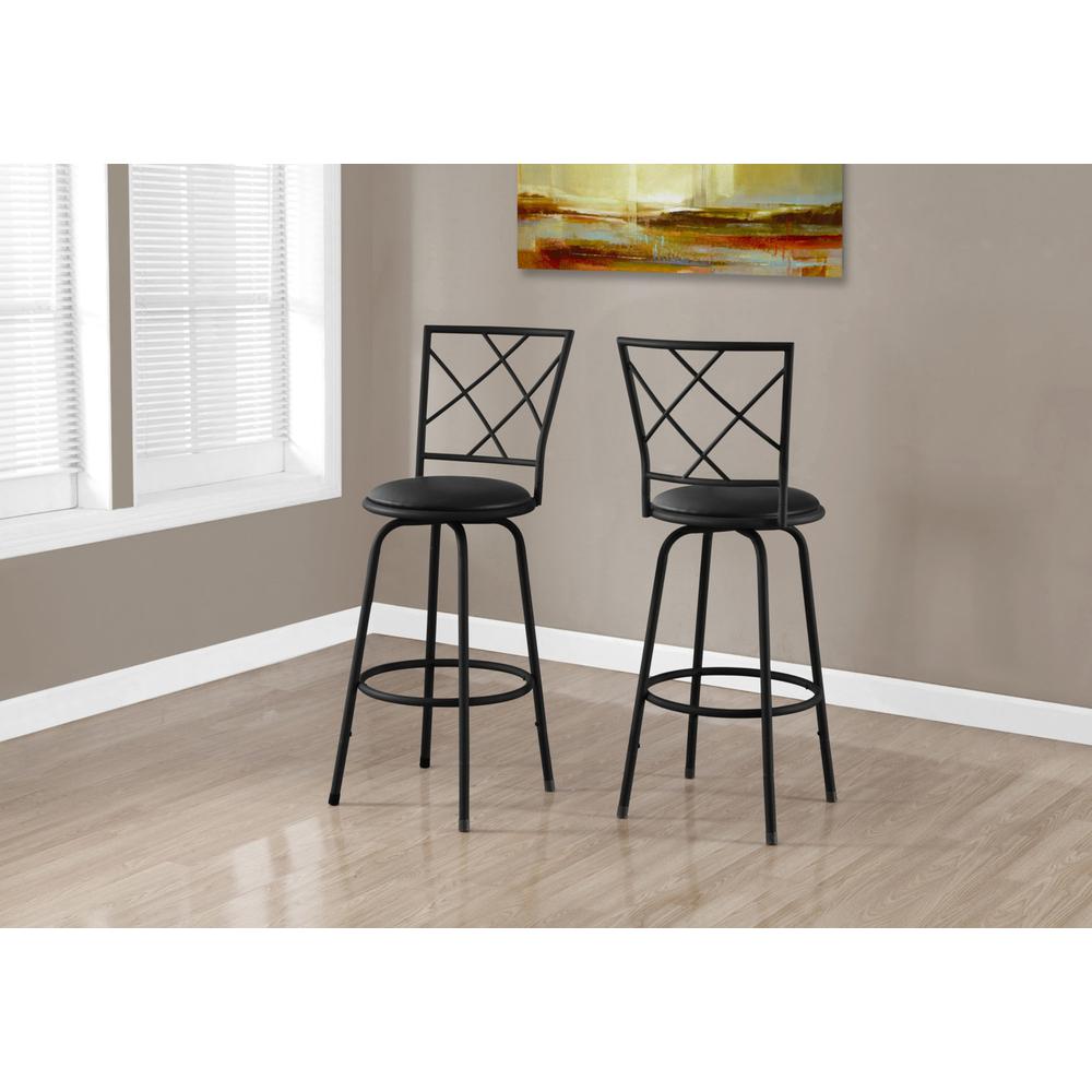 Bar Stool, Set Of 2, Swivel, Bar Height, Black - Monarch