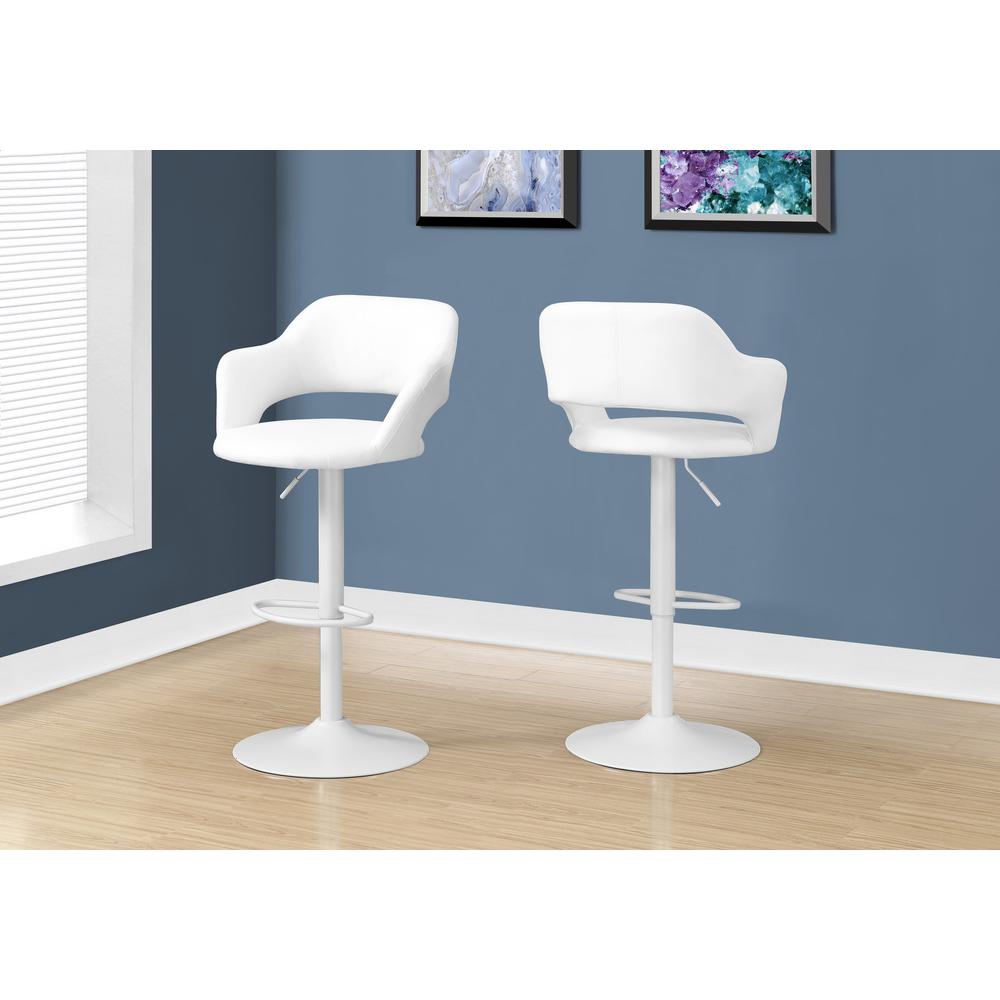 Bar Stool, Swivel, Bar Height, Adjustable, White - Monarch