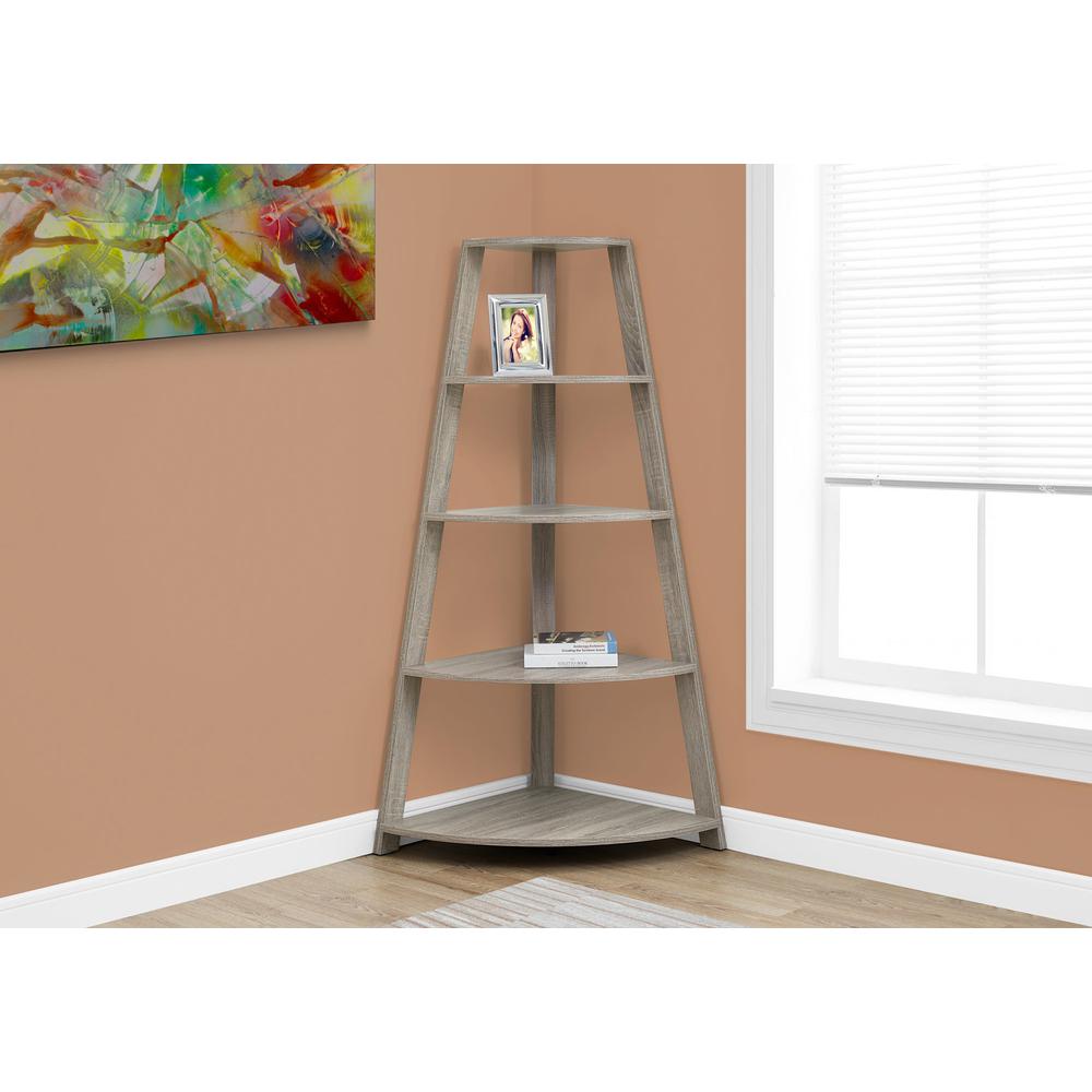 Bookshelf, Bookcase, Etagere, Corner, 4 Tier, 60H, Office, Bedroom - Monarch