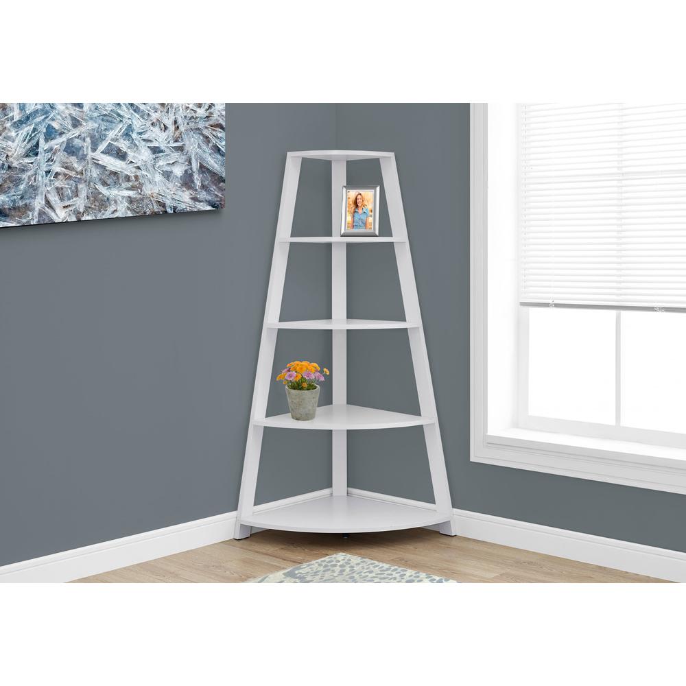 Bookshelf, Bookcase, Etagere, Corner, 4 Tier, 60H, Office, Bedroom - Monarch