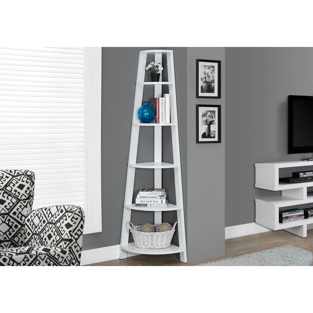 Bookshelf, Bookcase, Etagere, Corner, 5 Tier, 72H, Office, Bedroom - Monarch
