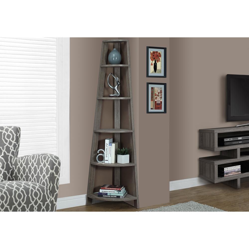 Bookshelf, Bookcase, Etagere, Corner, 5 Tier, 72H, Office, Bedroom - Monarch