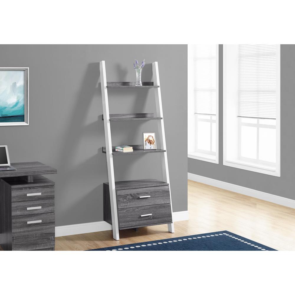 Bookshelf, Bookcase, Etagere, Ladder, 4 Tier, 69H, Office, Bedroom - Monarch