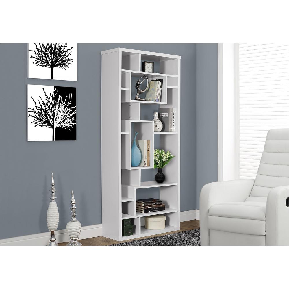 Bookshelf, Bookcase, Etagere, 72H, Office, Bedroom, White Laminate - Monarch